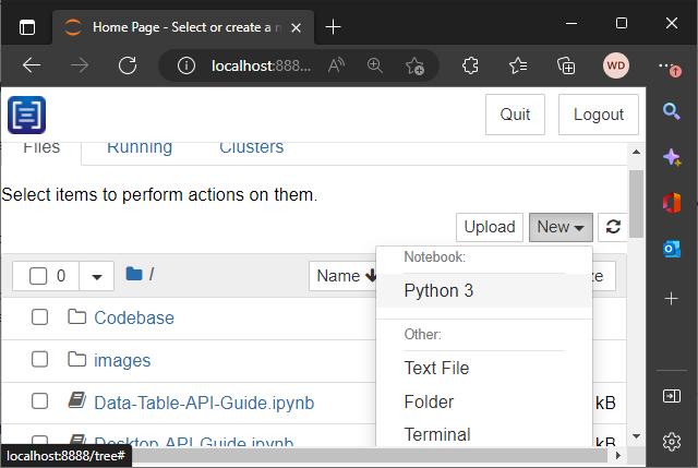 Create and rename a new python EMME notebook