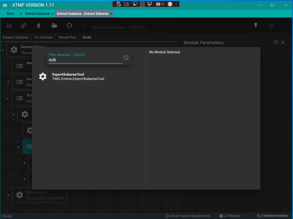 Search for and ExportSubareaTool