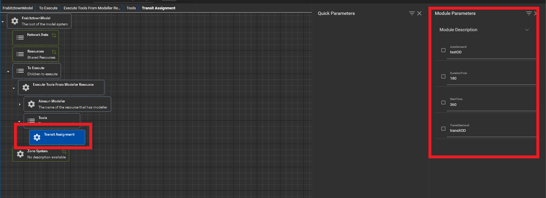 TransitAssignment Module Parameters