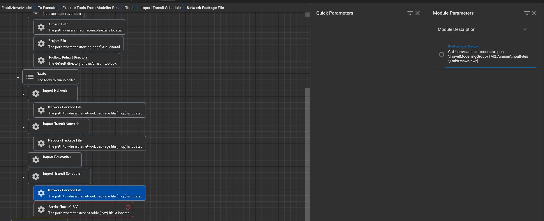 ImportTransitSchedule NetworkPackage File Location
