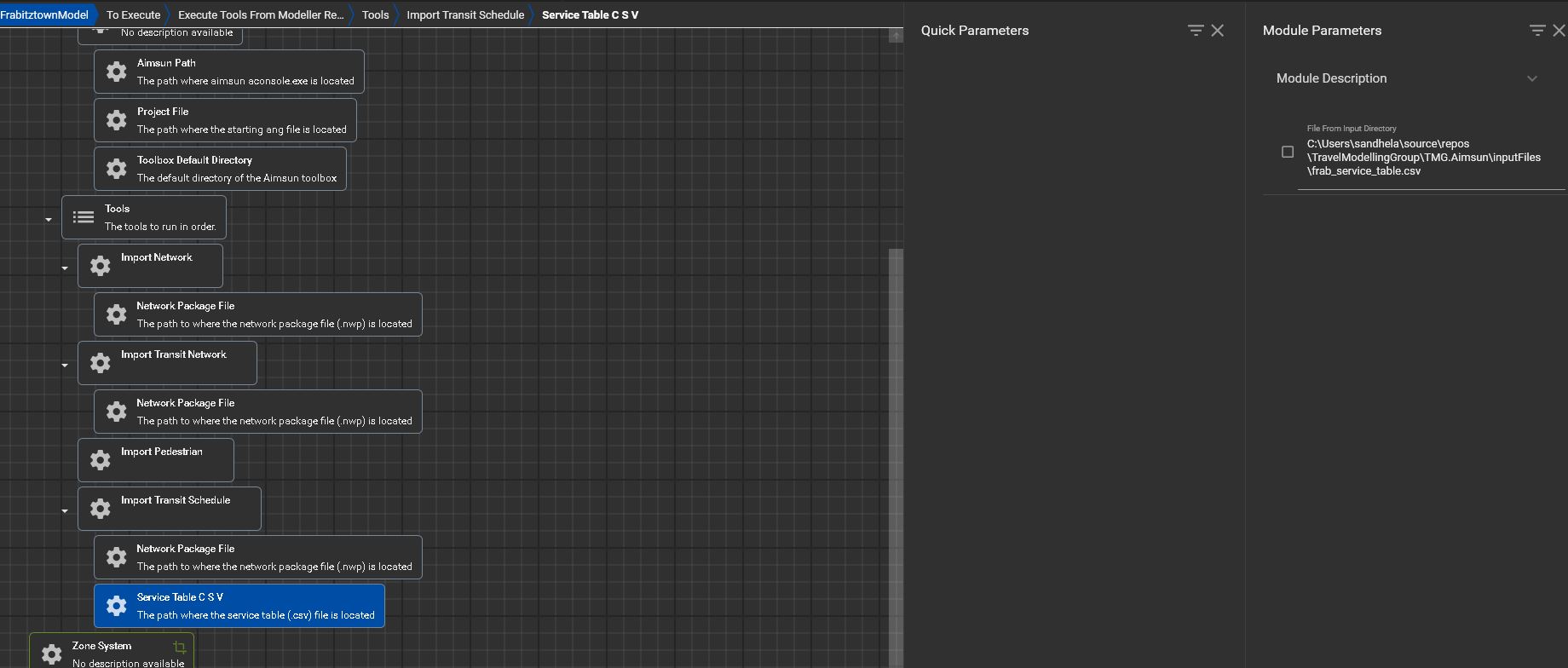 ImportTransitSchedule servicetable csv File Location